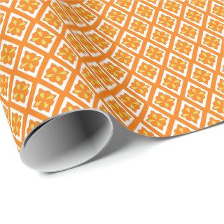 Diamond pattern - mandarin orange and white