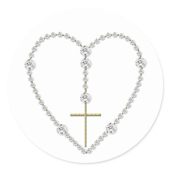 Diamond Rosary - Hail Mary Full of Grace Classic Round Sticker