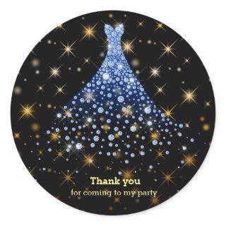 Diamond sparkling gown classic round sticker