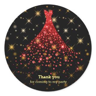 Diamond sparkling gown classic round sticker