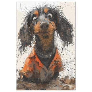 Didn't Do It Dachshund Dog Decoupage  Tissue Paper