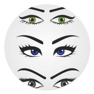 Different types of womens eyes classic round sticker