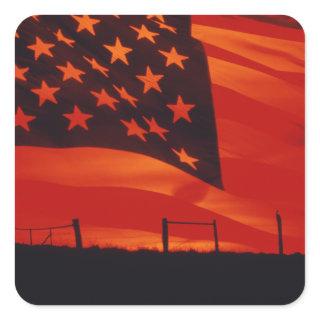 Digital composite of the American Flag Square Sticker