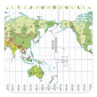 Digital illustration of world map showing time square sticker