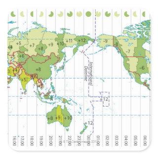 Digital illustration of world map showing time square sticker