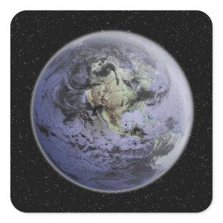 Digitally enhanced image of the Full Earth Square Sticker