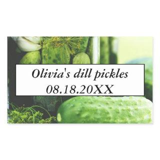 Dill Pickles Mason Jars Cucumbers Homemade Food Rectangular Sticker