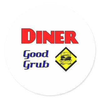 Diner Good Grub Hamburger Restaurant Art Classic Round Sticker