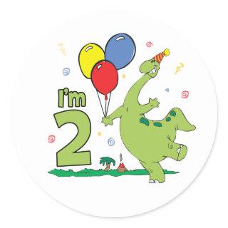 Dino 2nd Birthday Classic Round Sticker