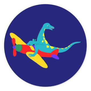 Dino Aviator Classic Round Sticker