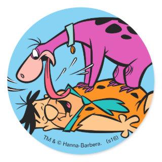 Dino Licking Fred Flintstone Classic Round Sticker