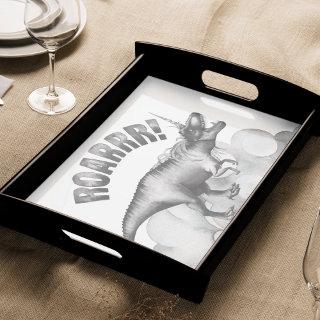 Dinocorn Roar | Silver Monochrome Minimal Wordart Tissue Paper