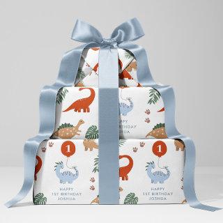 Dinosaur 1st Birthday Party Custom Name  Sheets