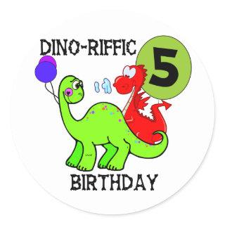 Dinosaur 5th Birthday T-shirts and Gifts Classic Round Sticker