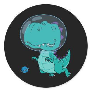Dinosaur astronaut classic round sticker