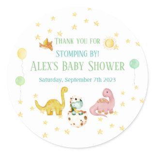 Dinosaur Baby Shower Classic Round Sticker