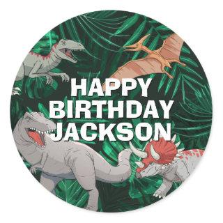 Dinosaur Birthday Dino Jurassic Trex Boy Classic Round Sticker