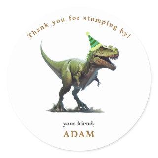 Dinosaur Birthday Invitation, Three rex Birthday Classic Round Sticker