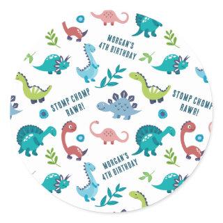 Dinosaur Birthday Party Classic Round Sticker