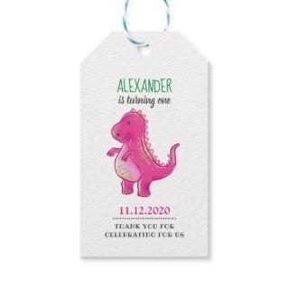 Dinosaur Birthday Party | Pink Trex Dino Thank You Gift Tags