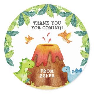 Dinosaur Birthday Party Thank You Classic Round Sticker