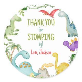 Dinosaur Birthday Party Thanks for Stomping By  Classic Round Sticker