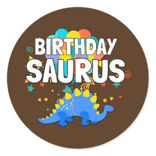 Dinosaur Birthday Saurus Boy Girl Family Matching Classic Round Sticker