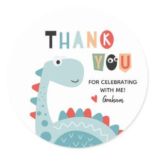 Dinosaur Birthday Thank Your Classic Round Sticker