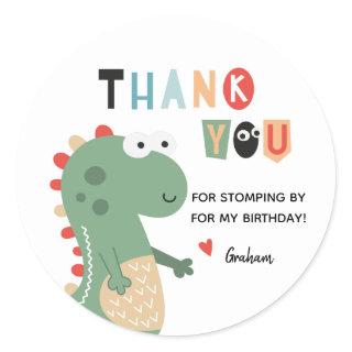Dinosaur Birthday Thank Your Classic Round Sticker