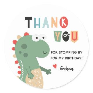 Dinosaur Birthday Thank Your Classic Round Sticker