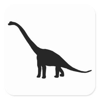 Dinosaur Brontosaurus Black and White Square Sticker