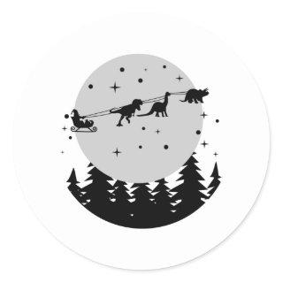 Dinosaur Christmas Kid Gift, Family Decoration Classic Round Sticker