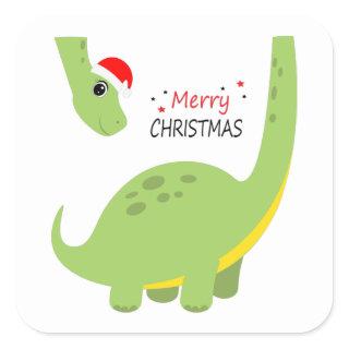 Dinosaur Christmas Kid Gift, Family Decoration Square Sticker