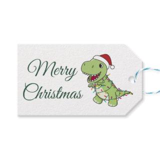 Dinosaur Christmas Snow Winter T-Rex Dino Adult Cl Gift Tags