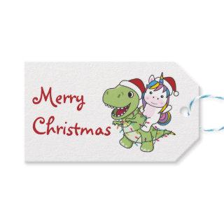 Dinosaur Christmas Unicorn Winter T-Rex Dino Truck Gift Tags