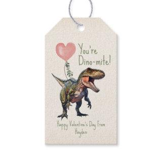 Dinosaur Dino-mite Classroom Valentine  Gift Tags