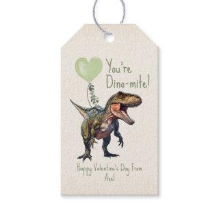 Dinosaur Dino-mite Green Classroom Valentine  Gift Tags