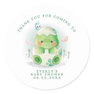 Dinosaur Egg Watercolor Baby Shower Thank You Classic Round Sticker