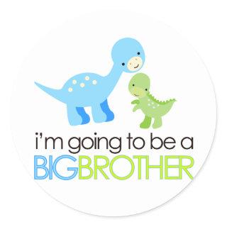Dinosaur I'm Going to Be A Big Brother Classic Round Sticker