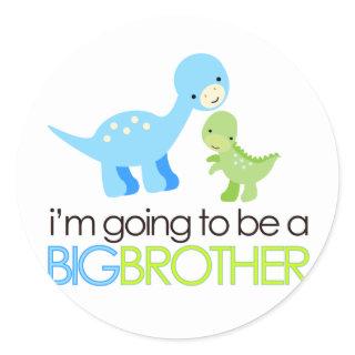 Dinosaur I'm Going to Be A Big Brother Classic Round Sticker