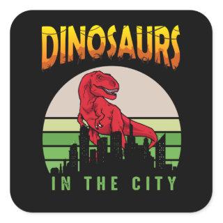 Dinosaur in the City | Dinosaur Design Square Sticker