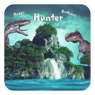 Dinosaur Island Happy Birthday Party    Square Sticker
