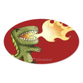 Dinosaur or Dragon kids art with Loston Wallace Oval Sticker