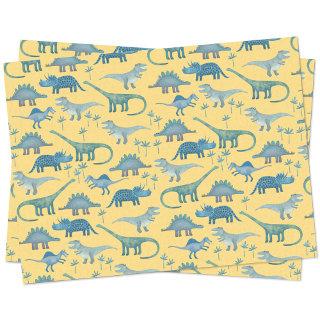 Dinosaur Pattern Yellow Tissue Paper