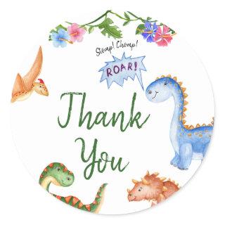 Dinosaur Stomp Chomp Rawr Birthday Party Classic Round Sticker