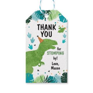 Dinosaur T-Rex Thank You Stomping By Boy Birthday Gift Tags