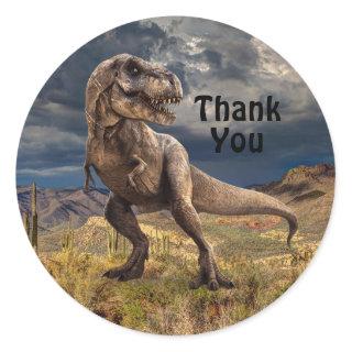 Dinosaur Thank You Party Jurassic Park Classic Round Sticker