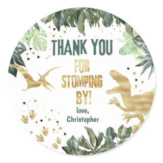 Dinosaur Thank You Stomping By Classic Round Sticker