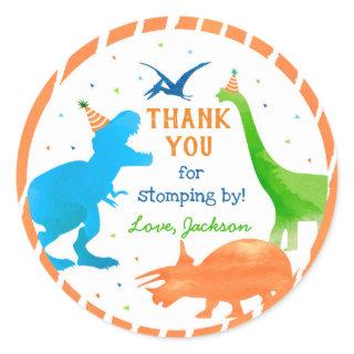 Dinosaur Three Rex Birthday Party Favor Stickers