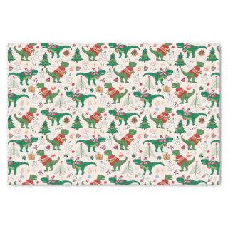 Dinosaurs in Sweaters Christmas Pattern Tissue Paper